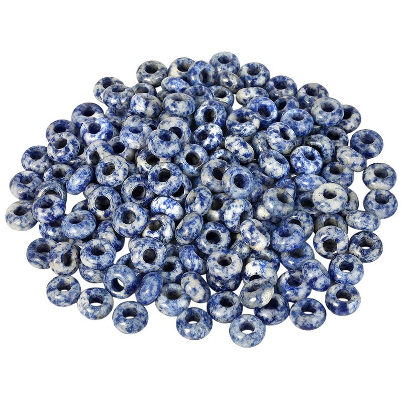 SUNYIK Assorted Stones Large Hole (6mm) Rondelle European Beads fits Bracelet, Tiger's Eye Stone/Rose Quartz/Indian Agate/Amethyst/Sodalite, Pack of 25 - Image 4